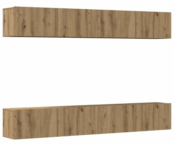 VidaXL 4 db falra szerelhető TV-szekrény szett kézműves tölgyfa 100 x 30 x 30 cm