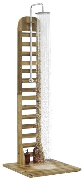 VidaXL Kültéri zuhany 223 cm Impregnált fenyőfa és rozsdamentes acél
