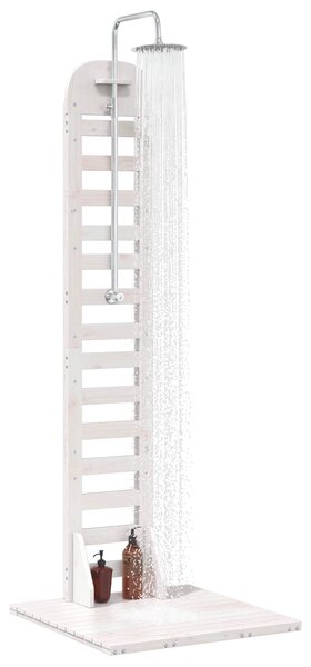 VidaXL Kültéri zuhany 223 cm Tömör fenyőfa és rozsdamentes acél Fehér