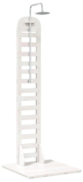 VidaXL Kültéri zuhany 223 cm Tömör fenyőfa és rozsdamentes acél Fehér