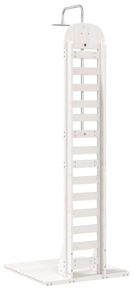 VidaXL Kültéri zuhany 223 cm Tömör fenyőfa és rozsdamentes acél Fehér