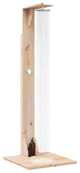 VidaXL Kültéri zuhany 214,5 cm Tömör fenyőfa és rozsdamentes acél