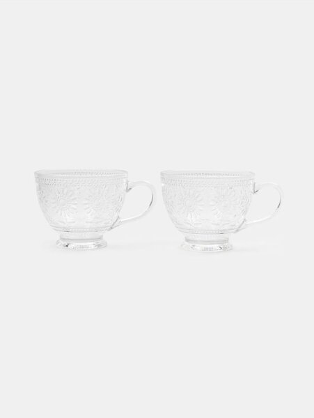 Sinsay - Üvegcsészék dombornyomott virágmintával 2 pack - clear