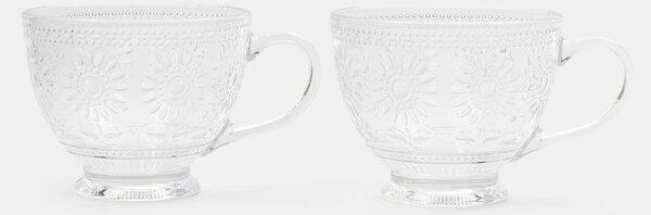 Sinsay - Üvegcsészék dombornyomott virágmintával 2 pack - clear