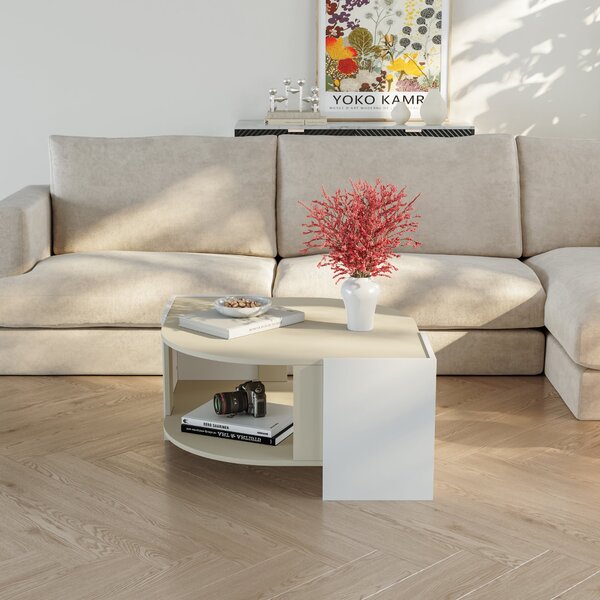 Dohányzóasztal Klipsari 75x75x40 cm fehér/homokszín [en.casa]