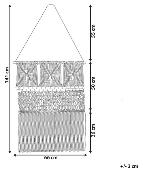 Függő dekoráció KALADY Pamut 141 cm Bézs