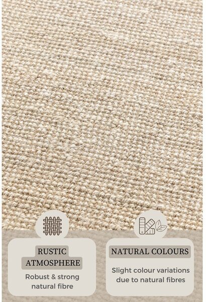 Krémszínű juta futószőnyeg 80x200 cm Bouclé – Hanse Home