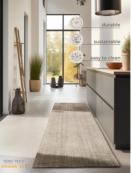 Krémszínű juta futószőnyeg 80x200 cm Bouclé – Hanse Home