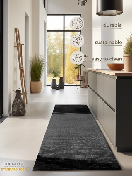 Fekete juta futószőnyeg 80x200 cm Bouclé – Hanse Home