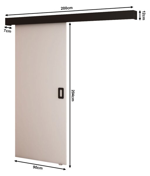 Tolóajtó 90 cm Bethany I (matt fehér + matt fekete)