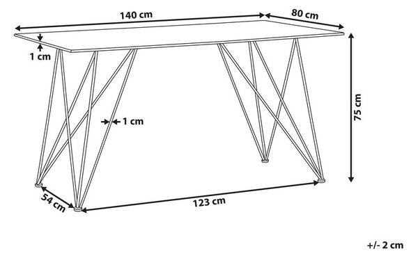Étkezőasztal KENTON Fekete márvány 140 cm 80 cm Edzett üveg