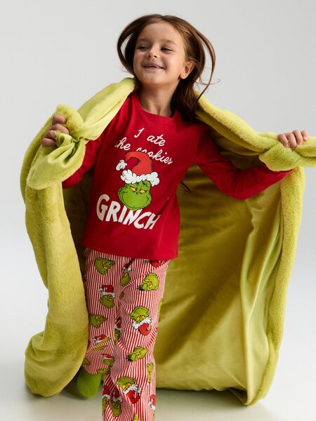 Sinsay - Gyermek karácsonyi pléd hímzéssel Grinch - zöldessárga