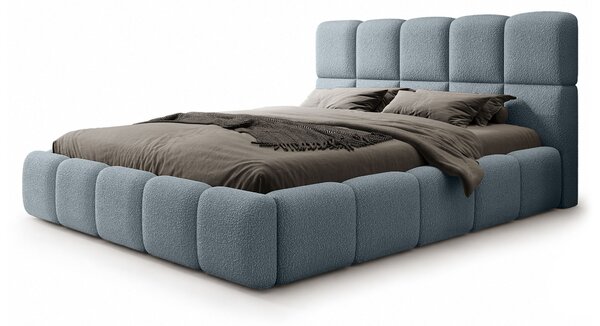 AVILA kárpitozott franciaágy ágyneműtartóval 160x200 - kék