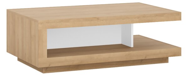KONDELA Dohányzóasztal LYOT01, tölgy riviera/fehér extra magasfényű, LEONARDO
