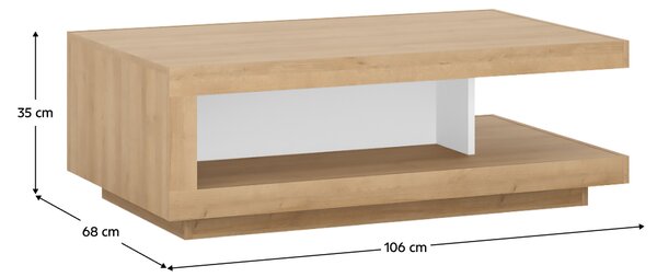 KONDELA Dohányzóasztal LYOT01, tölgy riviera/fehér extra magasfényű, LEONARDO