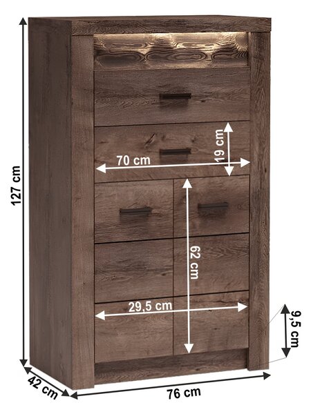 KONDELA Komód, kőris sötét, INFINITY I-06