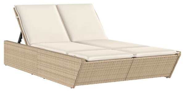 VidaXL Dupla Napozóágy - Polyrattan - Bézs - 200cm