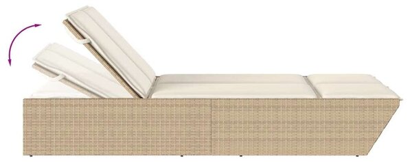 VidaXL Dupla Napozóágy - Polyrattan - Bézs - 200cm