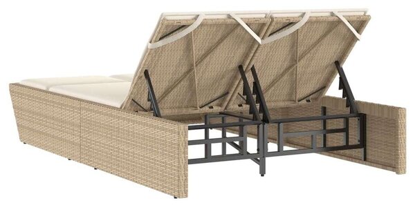 VidaXL Dupla Napozóágy - Polyrattan - Bézs - 200cm