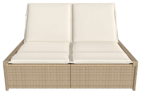 VidaXL Dupla Napozóágy - Polyrattan - Bézs - 200cm