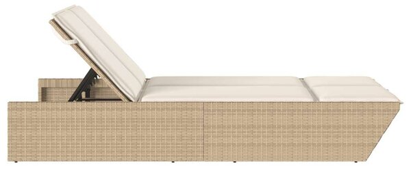 VidaXL Dupla Napozóágy - Polyrattan - Bézs - 200cm