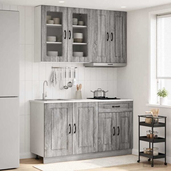 VidaXL Konyhai Egység KALMAR 4 db Szürke Sonoma Szerelt Fa
