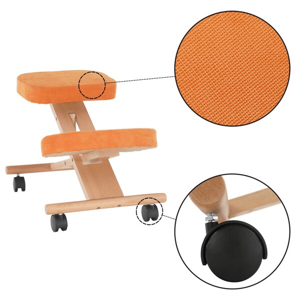 KONDELA Ergonomikus térdelőszék, narancs/bükkfa, FLONET