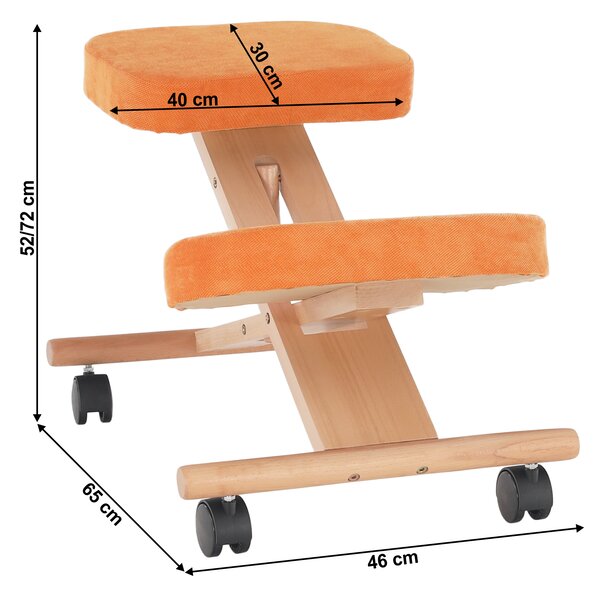 KONDELA Ergonomikus térdelőszék, narancs/bükkfa, FLONET
