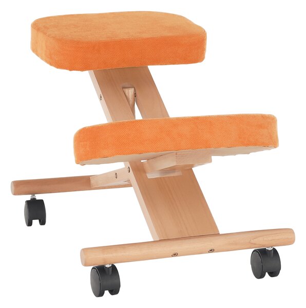 KONDELA Ergonomikus térdelőszék, narancs/bükkfa, FLONET