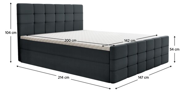 KONDELA Boxspring ágy, 140x200, szürke, BEST