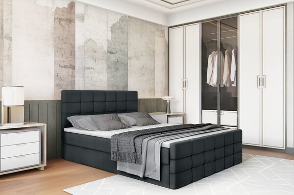 KONDELA Boxspring ágy, 140x200, szürke, BEST