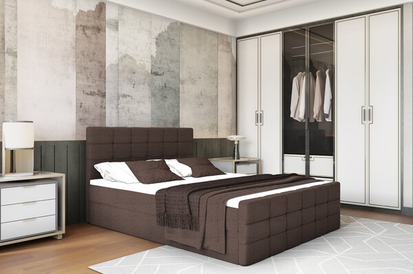 KONDELA Boxspring ágy, 180x200, barna, BEST