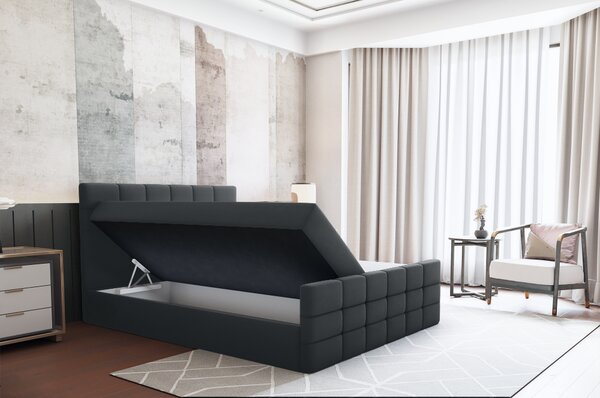 KONDELA Boxspring ágy, 140x200, szürke, BEST