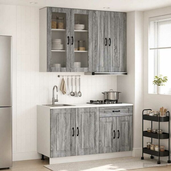 VidaXL Konyhai Egység KALMAR 4 db Szürke Sonoma Szerelt Fa