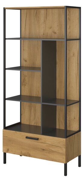 KONDELA Polcállvány nyitott 1S, craft tölgy arany/antracit, SANTANA
