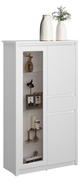 KONDELA Alacsony vitrin 2D1W1S, fehér, ERODIN