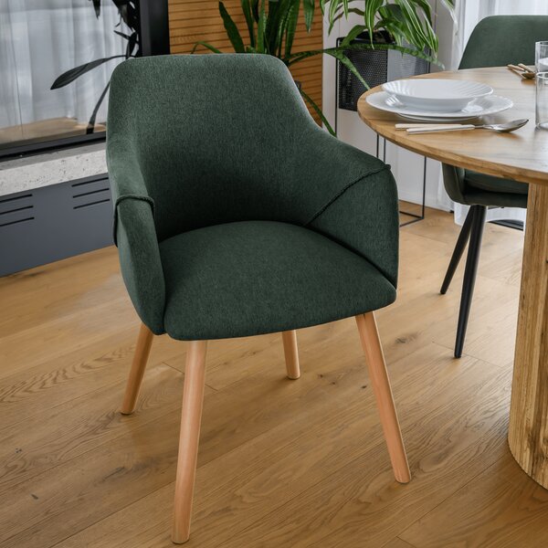 KONDELA Design szék, zöld/bükk, PETRUS