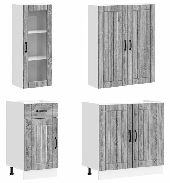 VidaXL Konyhai Egység LUCCA 8 db Szürke Sonoma Szerelt Fa