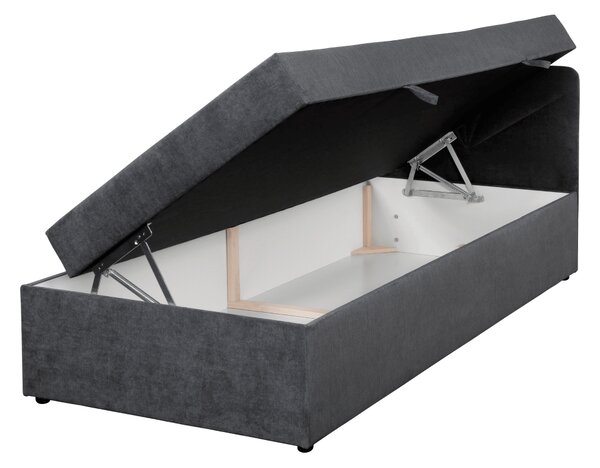 KONDELA Boxspring ágy, egyszemélyes, szürke, 90x200, univerzális, SUPA