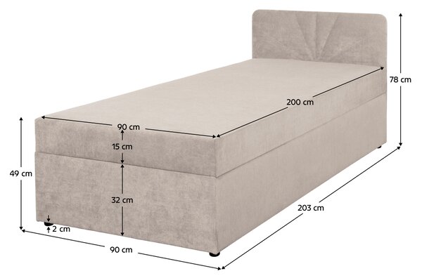 KONDELA Boxspring ágy, egyszemélyes, bézs, 90x200, univerzális, SUPA