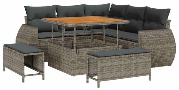 VidaXL Kerti Kanapé Szett 8 pcs Szürke polirattan