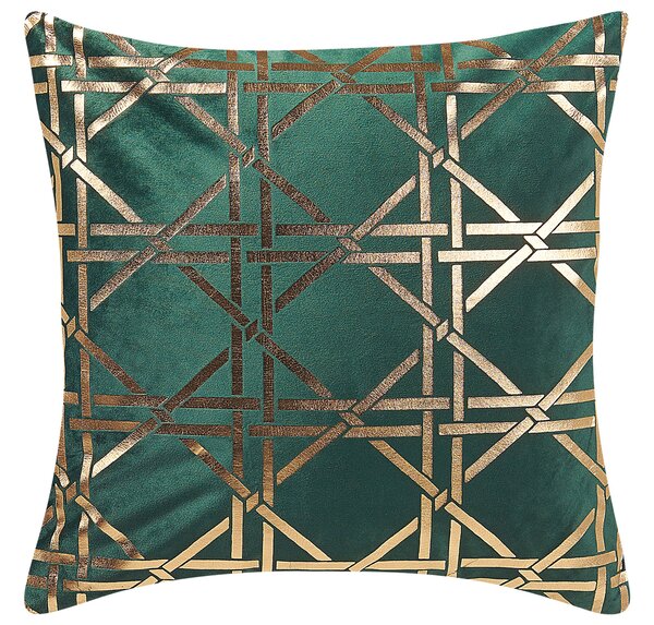 2 db díszpárna CASSIA 45 x 45 cm Sötétzöld Geometrikus mintás