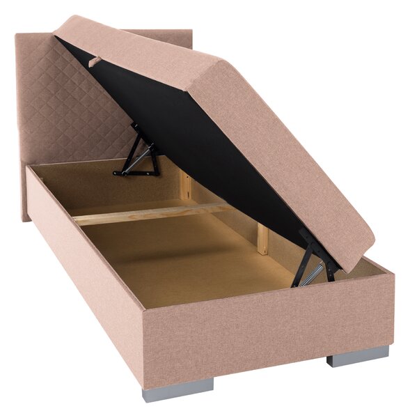 KONDELA Boxspring ágy, egyszemélyes, rózsaszín, 90x200, univerzális, ADARA