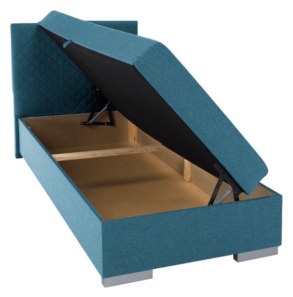 KONDELA Boxspring ágy, egyszemélyes, azúrkék, 90x200, univerzális, ADARA