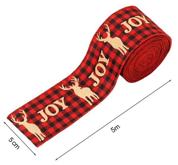 Karácsonyi szalag JOY 5 cm x 5 m, piros