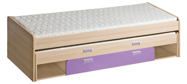 KONDELA Ágy pótággyal, kőrisfa/ibolyakék, 200x80, EGO L16