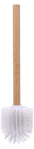 Erga Bambo, pót WC-kefe szilikon fejjel és bambusz nyéllel, 34 cm, fehér / bambusz, ERG-YKA-V.WCZ-BAMBO-WHT-SILKA