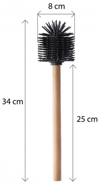 Erga Bambo, WC-kefe szilikonfejjel és bambusznyéllel, 34 cm, fekete / bambusz, ERG-YKA-V.WCZ BAMBO-SILKA