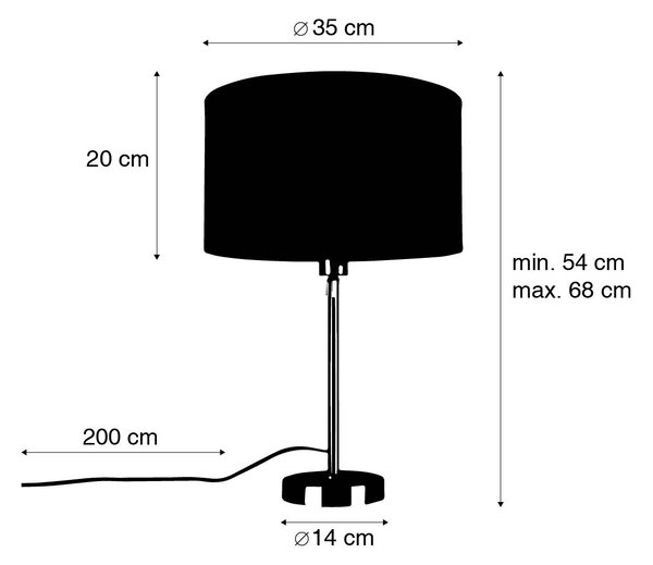 Asztali lámpa fekete, állítható, világosbarna árnyékolóval, 35 cm - Parte