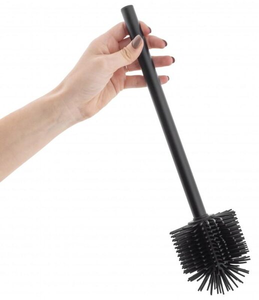 Erga Halika, pót WC-kefe szilikon fejjel, 34 cm, fekete, ERG-YKA-V.WCZ-HALIKA-SILKA-BLK